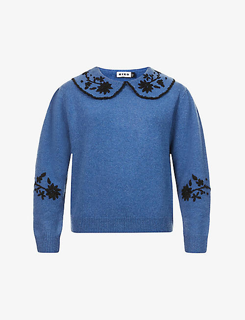 RIXO: Lula floral-embroidered wool jumper