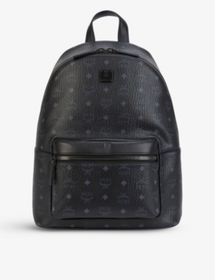 Mcm men's logo coated canvas clearance backpack