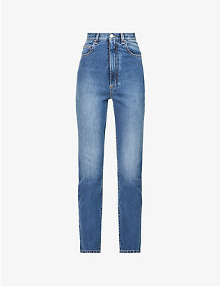 ALAIA: Courte regular-fit high-rise stretch-denim jeans