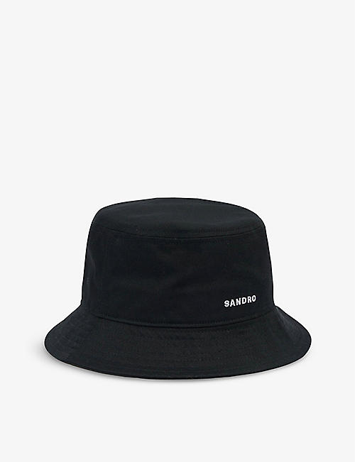 SANDRO: Logo-embroidered cotton bucket hat