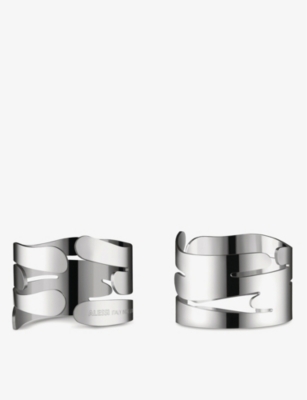 Bark Ring steel napkin ring set of two 3cm