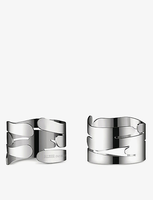 ALESSI: Bark Ring steel napkin ring set of two 3cm