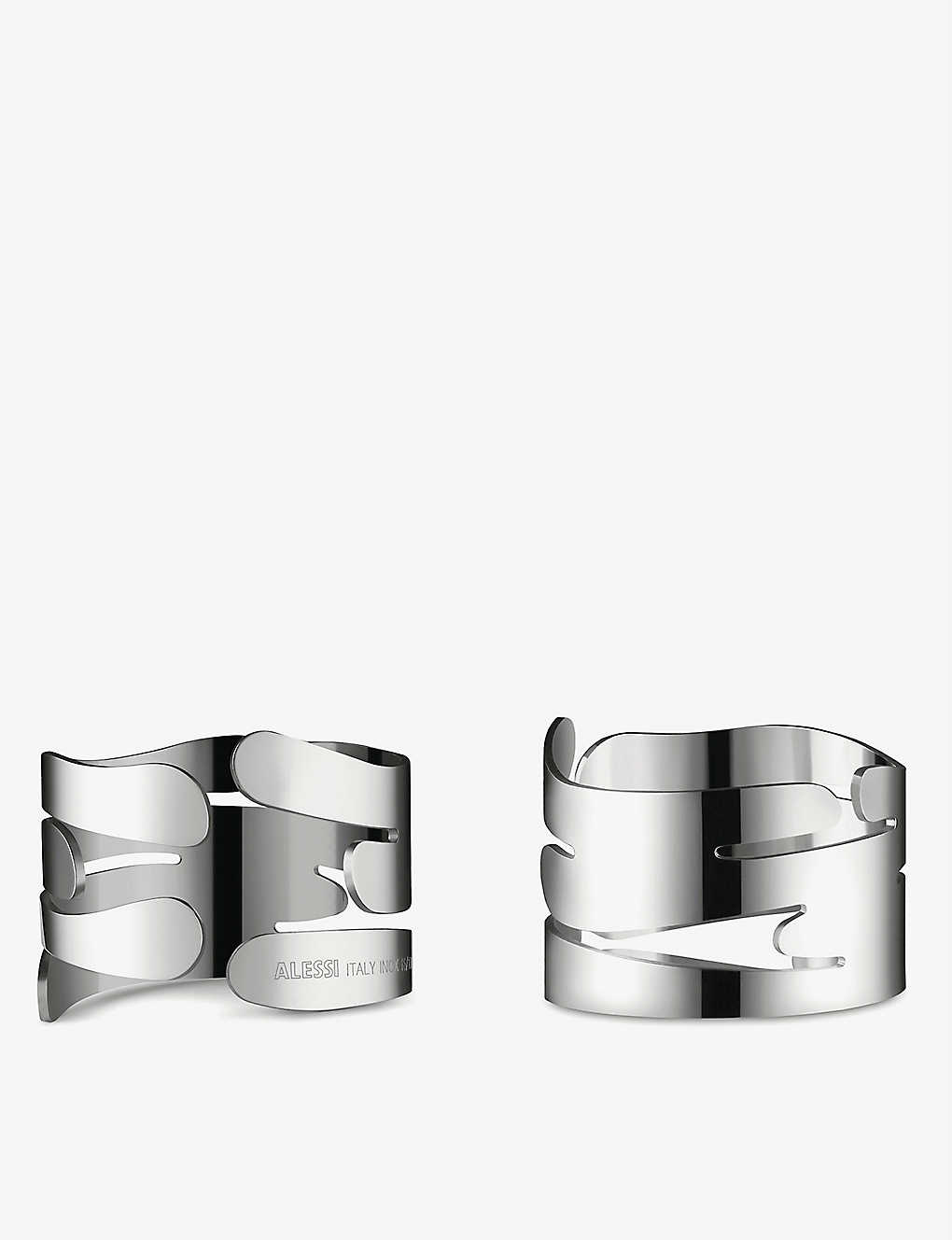 Alessi Nocolor Bark Ring Steel Napkin Ring Set Of Two 3cm