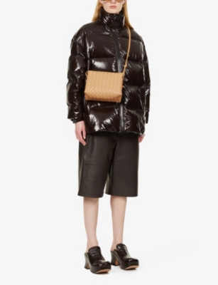 Shop Bottega Veneta Womens Almond-gold Loop Intrecciato Leather Cross-body Bag