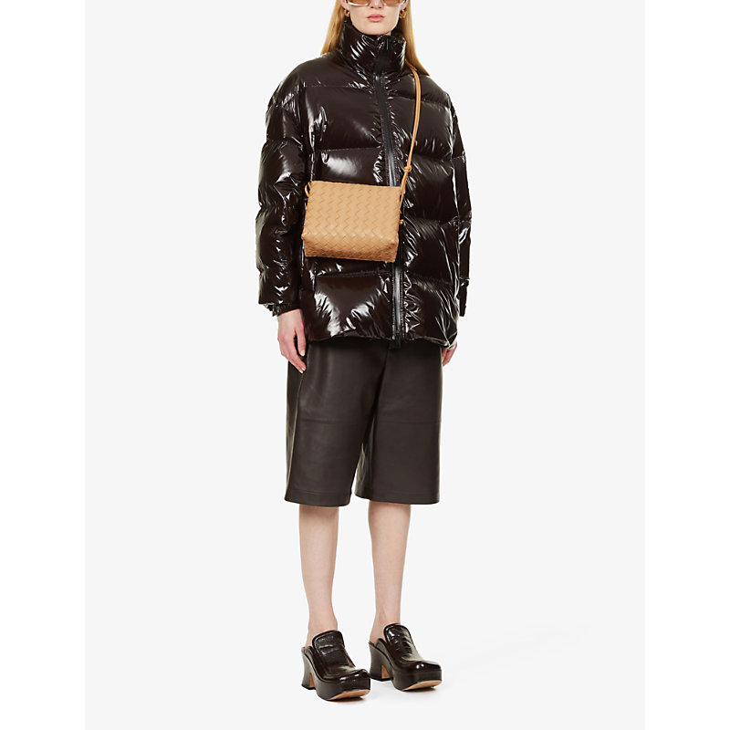 Shop Bottega Veneta Womens Almond-gold Loop Intrecciato Leather Cross-body Bag
