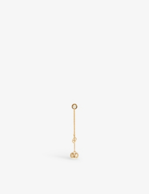 Valentino Garavani Vlogo Logo-plaque Gold-tone Brass And Pearl Earrings In Oro 18/cream