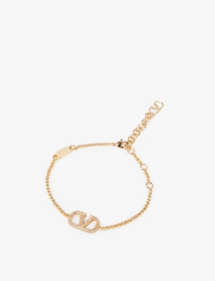 V Logo Embellished Chain Belt in Multicoloured - Valentino