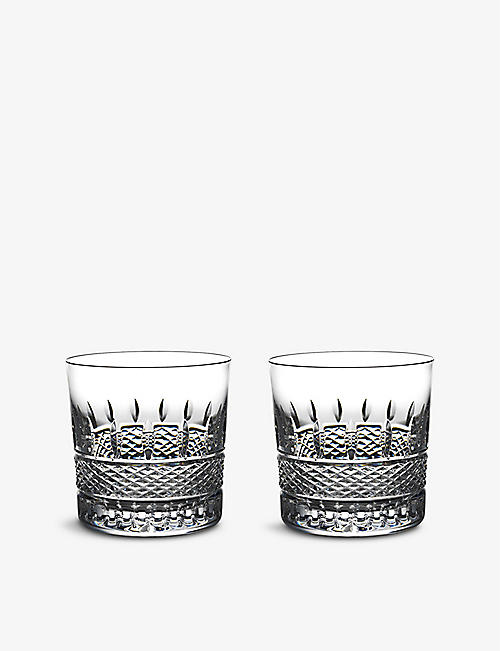 WATERFORD: Irish Lace engraved crystal-glass tumblers set of two