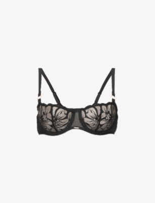 Chantelle Fleurs Demi Bra, 32B, Black at  Women's Clothing store