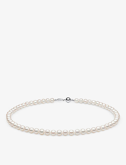 YOKO LONDON: Classic 18ct white-gold and freshwater-pearl necklace