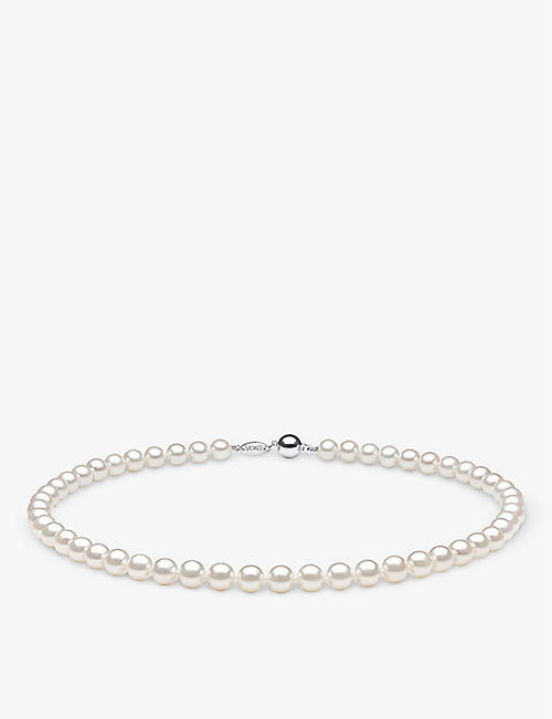 YOKO LONDON: Classic 18ct white-gold and freshwater-pearl necklace