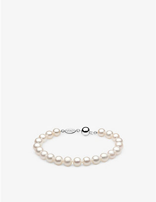 YOKO LONDON: Classic 18ct white-gold and freshwater-pearl bracelet
