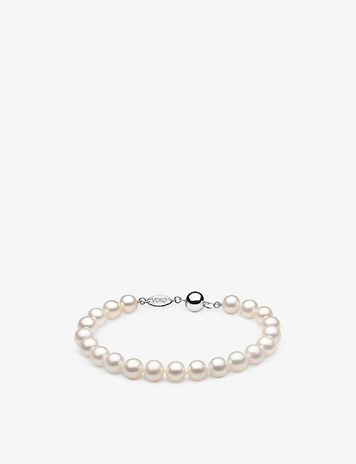 YOKO LONDON: Classic 18ct white-gold and freshwater-pearl bracelet