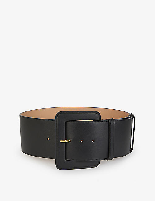CAROLINA HERRERA: Wide buckle leather belt