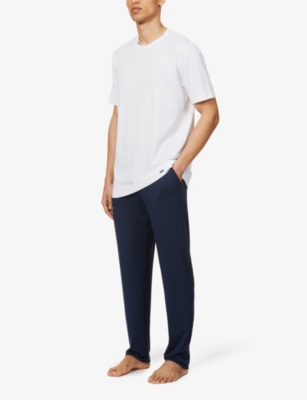 Shop Hanro Men's Deep Navy Relaxed-fit Straight-leg Stretch-woven Pyjama Bottoms