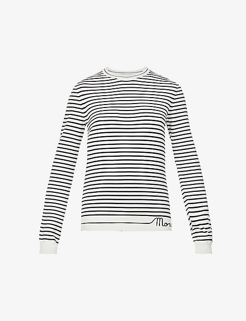 MONCLER: Brand-embroidered striped cotton-knit sweatshirt