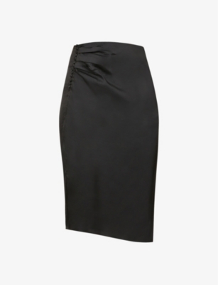 Ba&sh Matthews Button-detailed Satin Midi Skirt In Noir | ModeSens