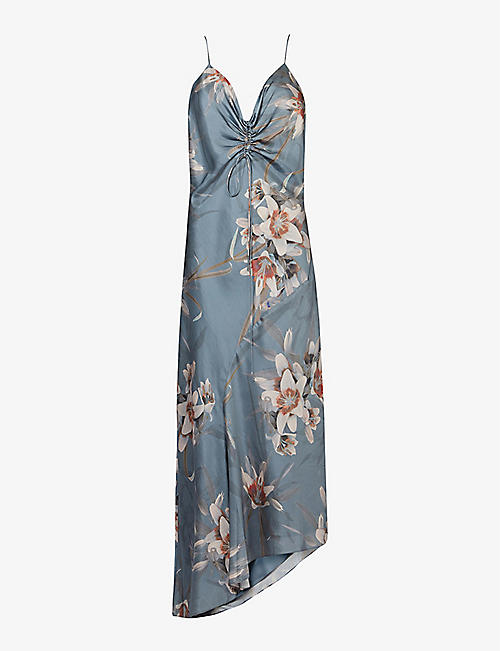 ALLSAINTS: Alexia Kuroyuri floral-print bias-cut woven midi dress