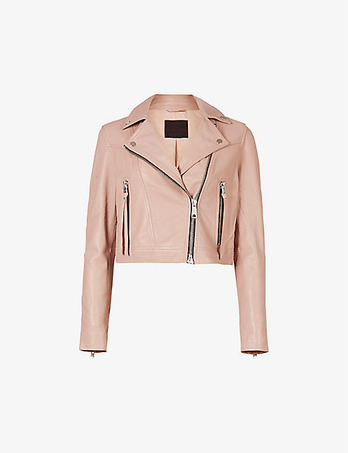 ALLSAINTS: Rift cropped leather biker jacket