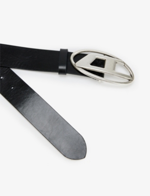 DIESEL: B-1DR logo-buckle leather belt