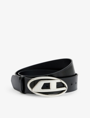 DIESEL: B-1DR logo-buckle leather belt