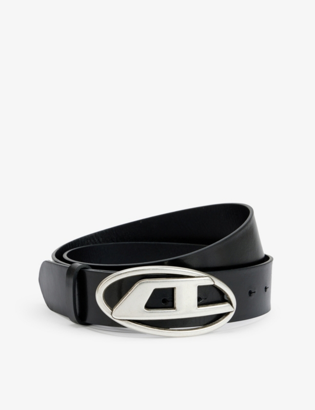 B-1DR logo-buckle leather belt