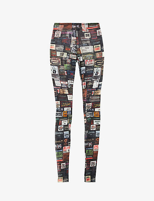 JEAN PAUL GAULTIER: Label-graphic high-rise stretch-knit leggings