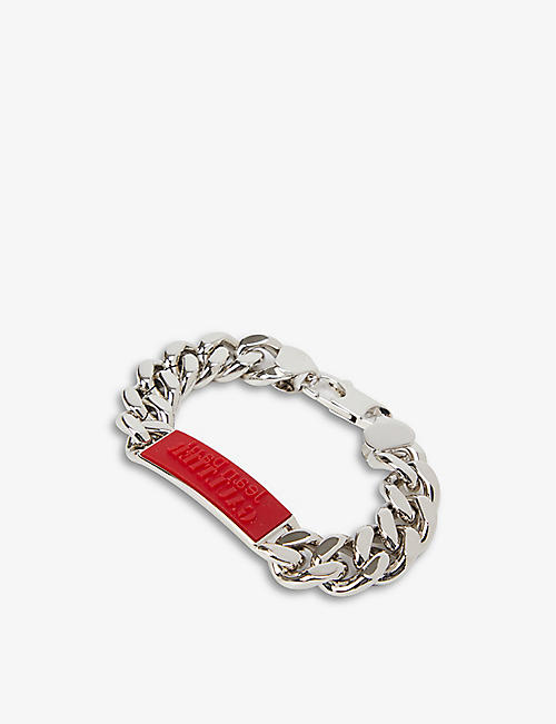JEAN PAUL GAULTIER: Branded silver-toned bronze chain bracelet