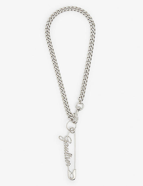 JEAN PAUL GAULTIER: Saftey Pin silver-toned brass chain necklace