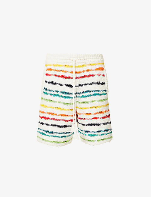 ALANUI: Island Wave striped cotton and linen-blend shorts