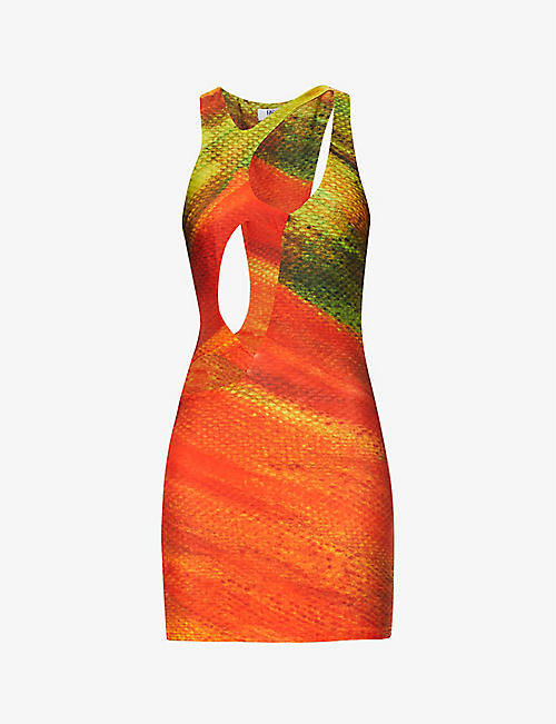 FARAI LONDON: Kekeo abstract-print stretch-jersey mini dress