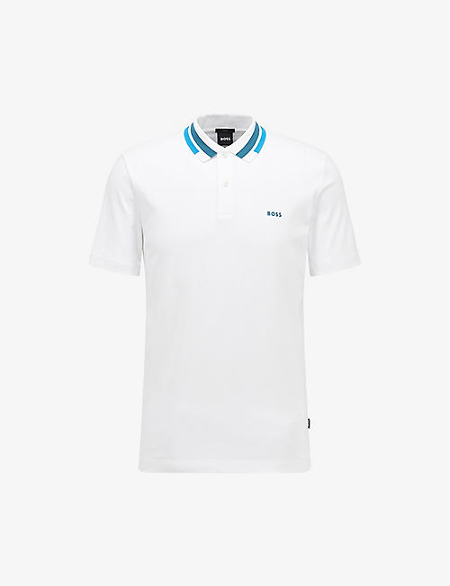 BOSS: Logo-embroidered organic-cotton polo shirt