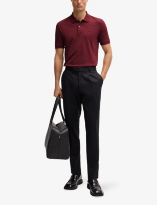 BOSS: Logo-embroidered brand-tab regular-fit cotton-piqué polo shirt