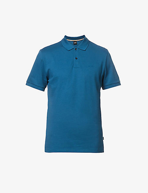 BOSS: Logo-embroidered brand-tab regular-fit cotton-piqué polo shirt