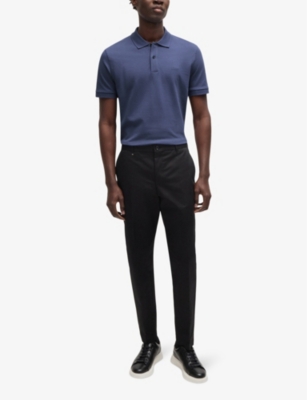 BOSS: Logo-embroidered brand-tab regular-fit cotton-piqué polo shirt