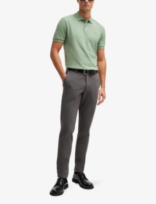 BOSS: Logo-embroidered brand-tab regular-fit cotton-piqué polo shirt