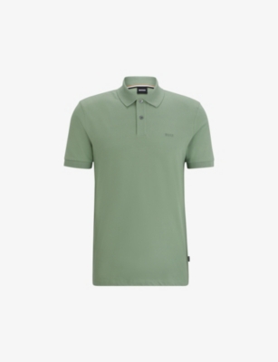 BOSS: Logo-embroidered brand-tab regular-fit cotton-piqué polo shirt