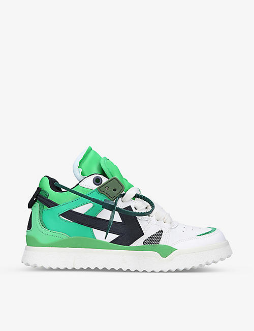 OFF-WHITE C/O VIRGIL ABLOH: New Mid Top Sponge arrow-motif leather mid-top trainers