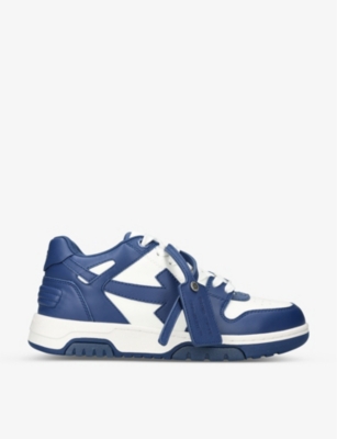 OFF-WHITE OFF-WHITE C/O VIRGIL ABLOH MEN'S NAVY OUT OF OFFICE LOGO-EMBROIDERED LEATHER LOW-TOP TRAINERS,51790906