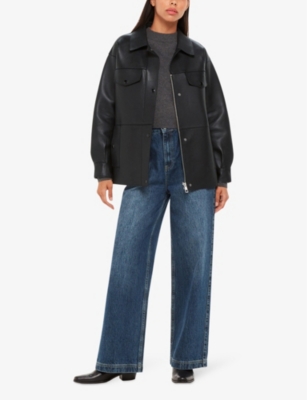 WHISTLES: Patch-pocket leather jacket