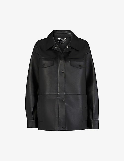 WHISTLES: Patch-pocket leather jacket