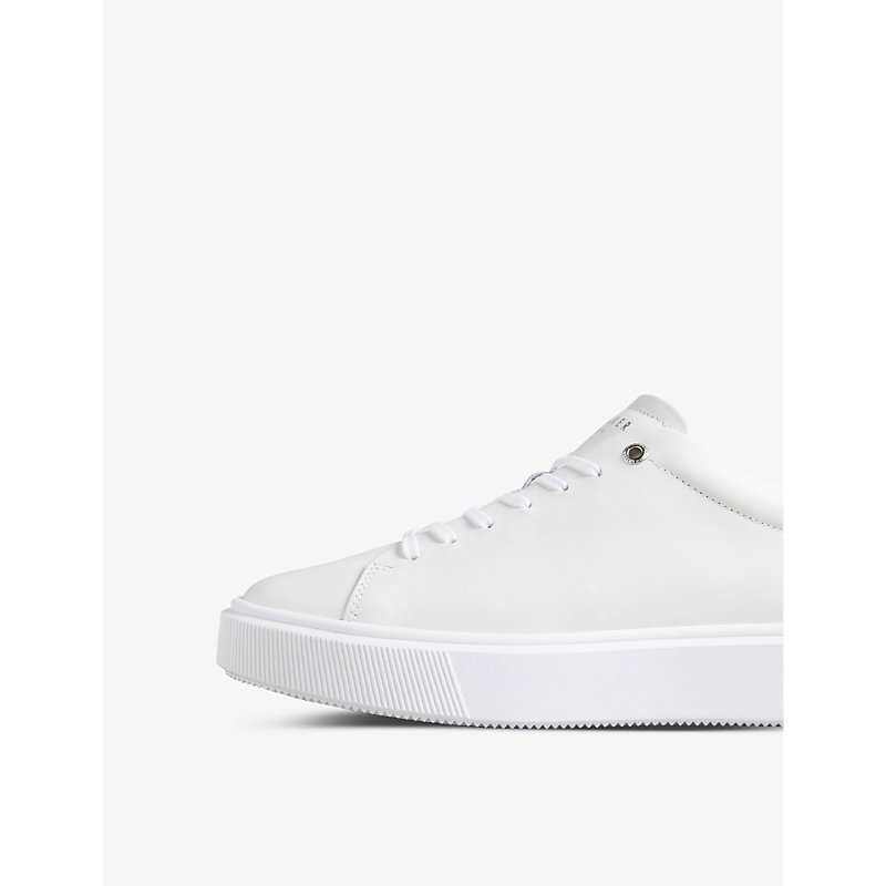 Shop Ted Baker Lornea Magnolia-detail Leather Trainers In White-blk