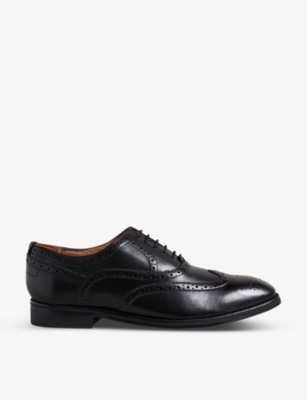 Ted Baker Mens Black Amaiss Lace-up Leather Brogues