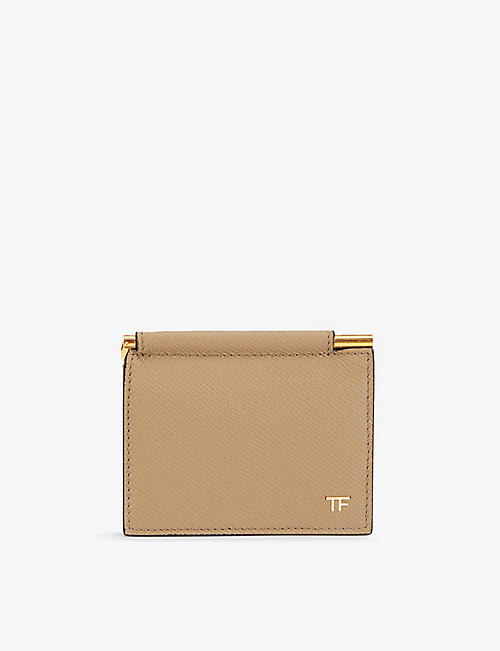 TOM FORD: Logo-embossed pebble-grained leather bifold wallet