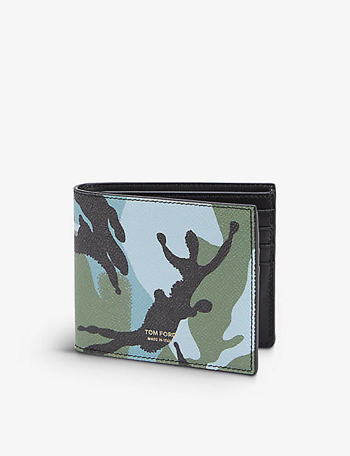 TOM FORD: Brand-embossed pebble-grained leather card holder