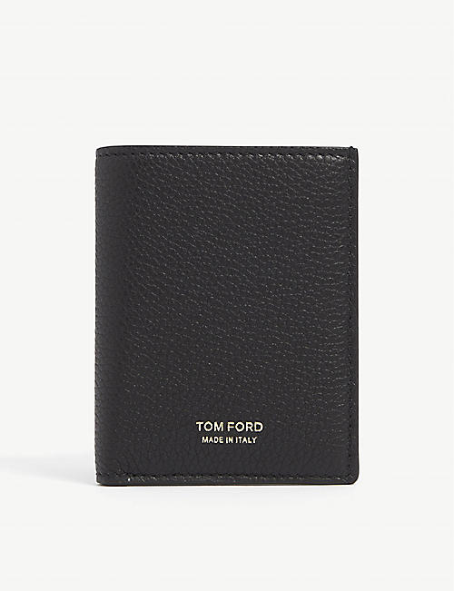 TOM FORD: Logo-embossed leather bi-fold wallet