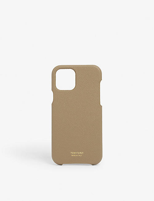 TOM FORD: Logo-print leather iPhone 12 pro case