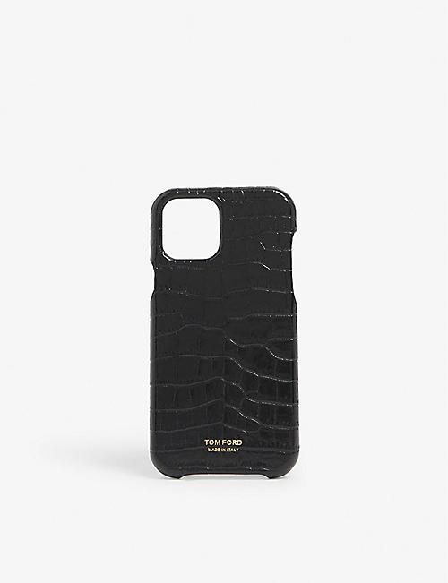 TOM FORD: Logo-print leather Iphone 12 pro phone case