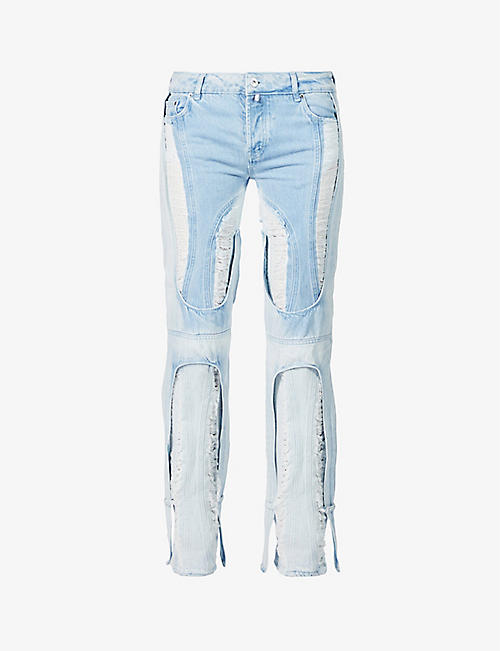 032C: Destroyed straight-leg mid-rise organic-denim jeans