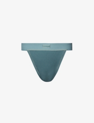 SKIMS Ribbed stretch-cotton thong